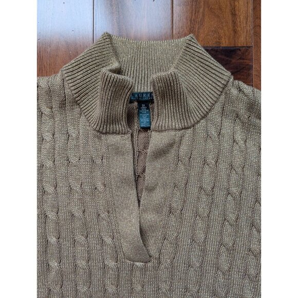Lauren Ralph Lauren Cable Knit Metallic Gold 3X NWT - Picture 4 of 11